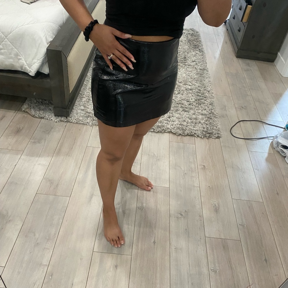 Shiny pleather skirt